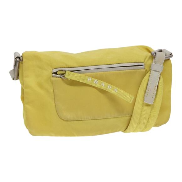 PRADA Shoulder Bag Nylon Yellow Silver - Picture 1 of 13